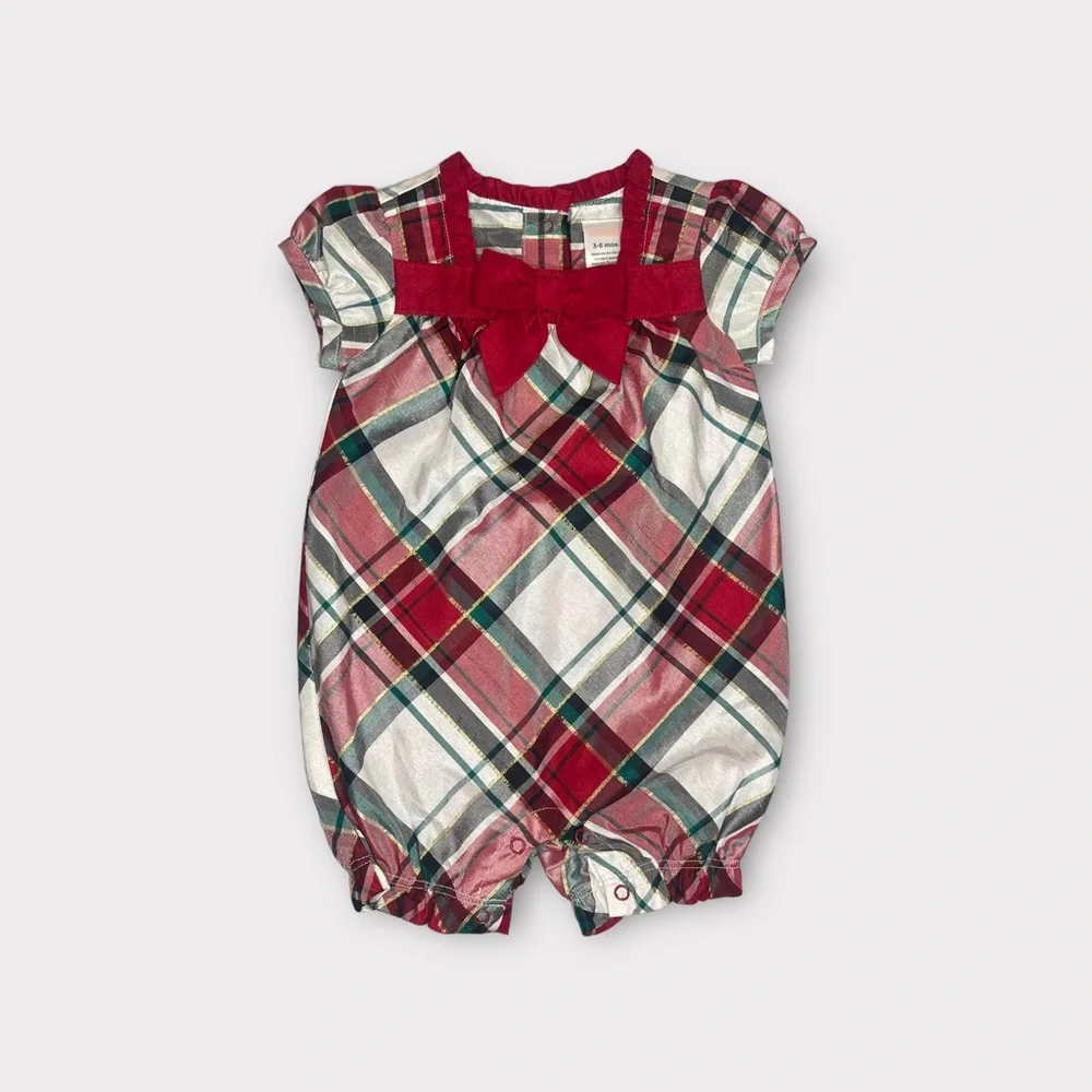 Gymboree 2013 Holiday Plaid Ribbon Red Romper